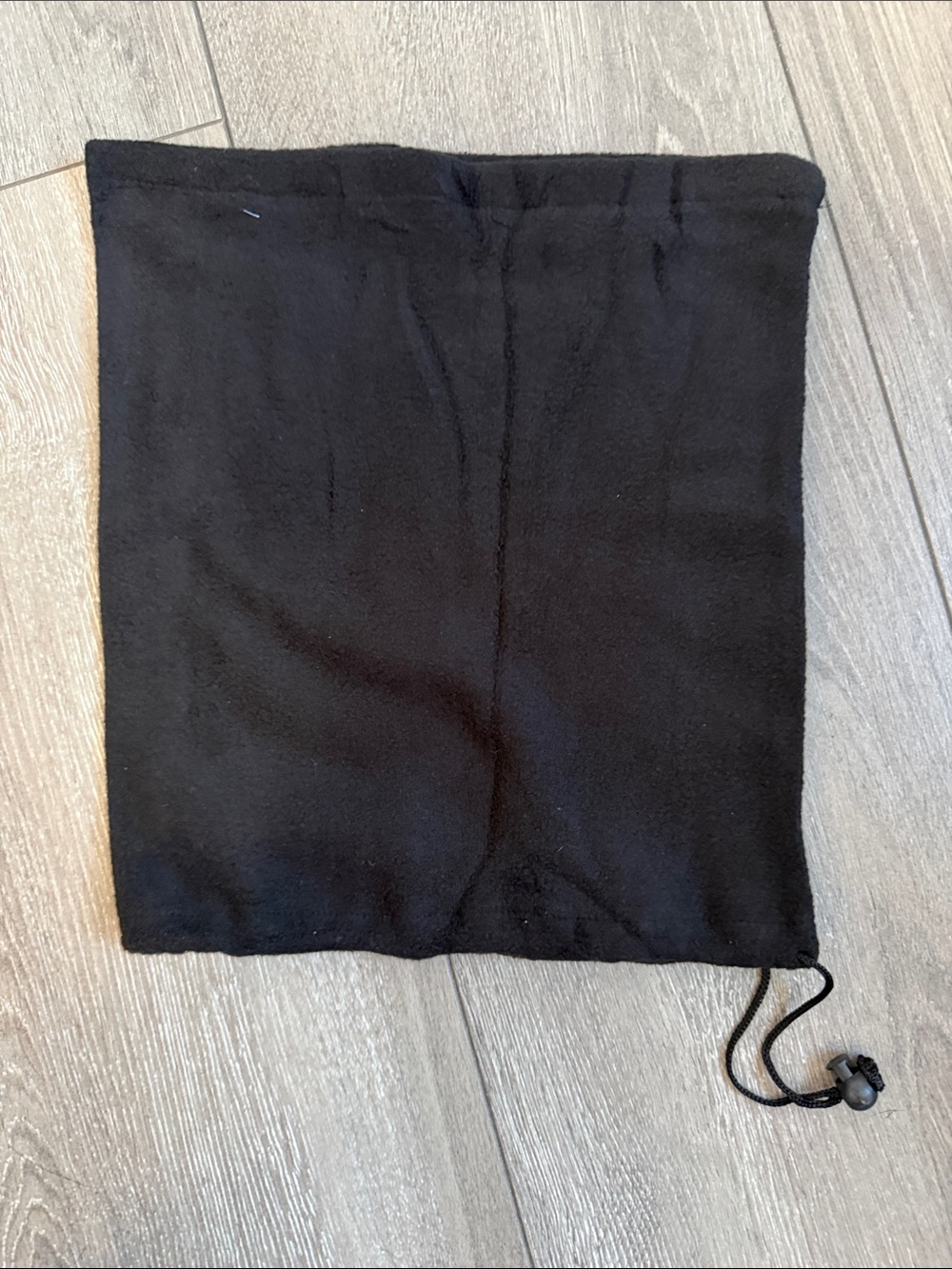 Black Fleece Neck Gaiter with Adjustable Drawcord